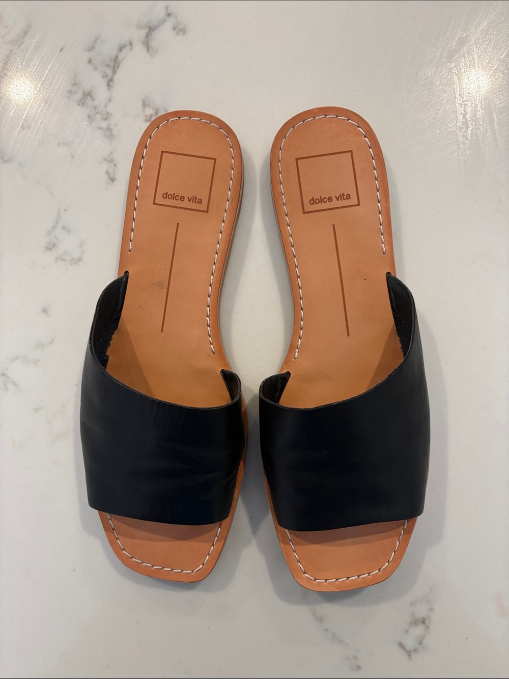 Dolce Vita Black Leather Slide Sandals